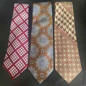 Vintage Silk Tie Lot of 3 | 60s–70s Sears & Medallion | Retro Menswear